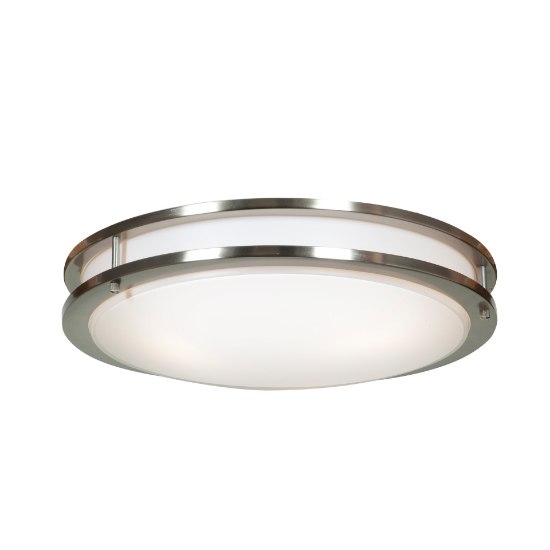 Foto para 30w 2000lm 30k Solero SSL Dedicated LED Damp Location Brushed Steel Acrylic Lens Dimmable LED Flush Mount