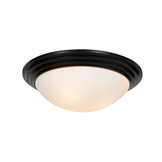 Picture of 10w 800lm 30k Strata E-26 Replaceable LED Damp Location Oil Rubbed Bronze Opal Dimmable LED Flush Mount