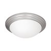 Picture of 10w (2 x 5) 1600lm 30k Strata E-26 Replaceable LED Damp Location Brushed Steel Opal Dimmable LED Flush Mount