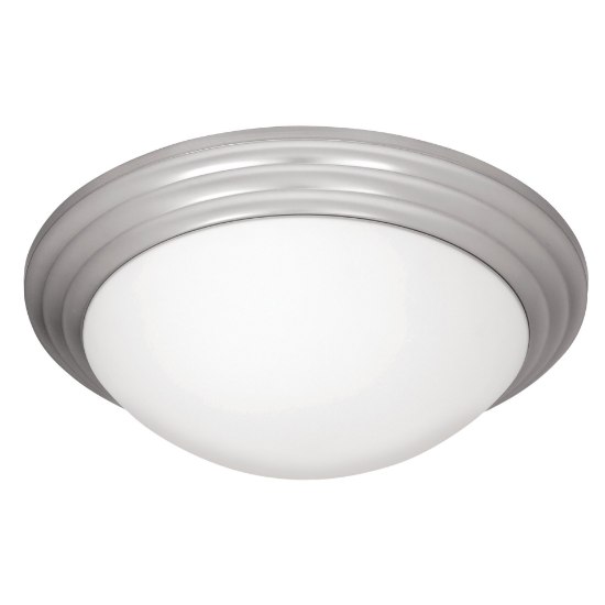 Picture of 10w (3 x 3.33333) 2400lm 30k Strata E-26 Replaceable LED Damp Location Brushed Steel Opal Dimmable LED Flush Mount