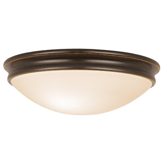 Picture of 10w (3 x 3.33333) 2400lm 30k Atom E-26 Replaceable LED Damp Location Oil Rubbed Bronze Opal Dimmable LED Flush Mount (CAN 1.6")