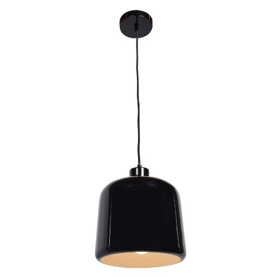 Picture of 60w 800lm 27k Nostalgia E-26 Incandescent Dry Location Shiny Black White 1-Light Pendant 10.5"Ø10" (OA HT 131")