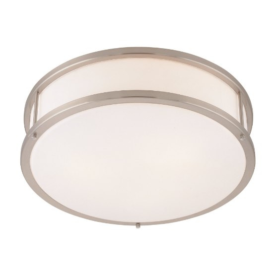 Picture of 10w 800lm 30k Conga E-26 Replaceable LED Damp Location Brushed Steel Opal Dimmable LED Flush Mount