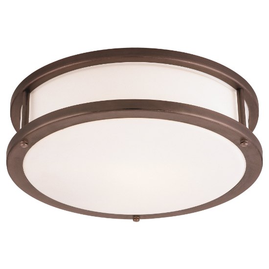 Picture of 10w (3 x 3.33333) 2400lm 30k Conga E-26 Replaceable LED Damp Location Bronze Opal Dimmable LED Flush Mount