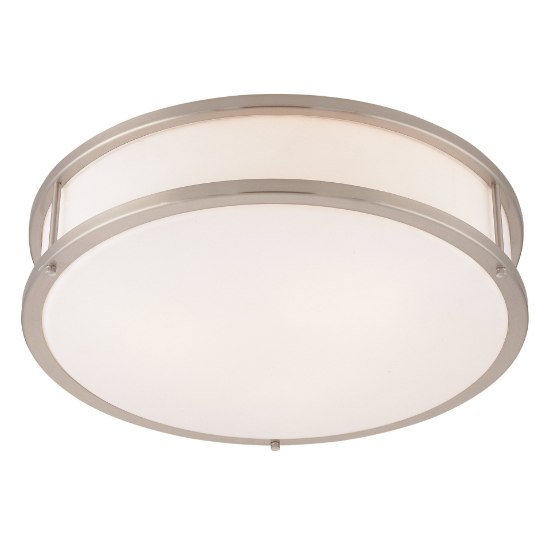 Picture of 10w (3 x 3.33333) 2400lm 30k Conga E-26 Replaceable LED Damp Location Brushed Steel Opal Dimmable LED Flush Mount