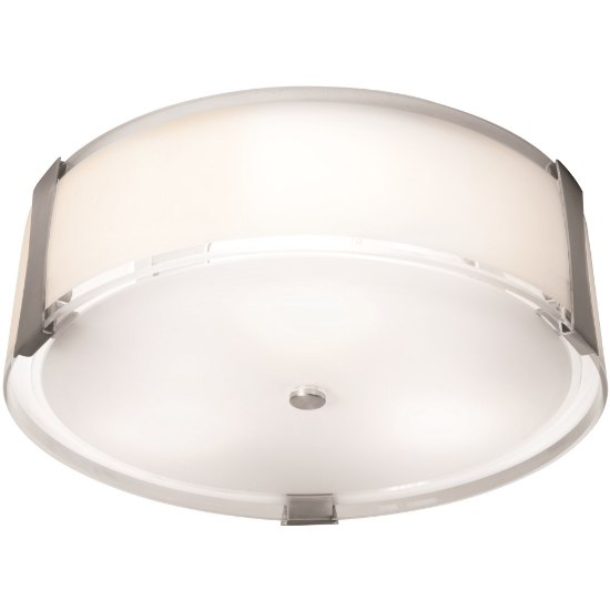 Picture of 10w (3 x 3.33333) 2400lm 30k Tara E-26 Replaceable LED Damp Location Brushed Steel Opal Dimmable LED Flush Mount 4.75"Ø18" (CAN 0.9")