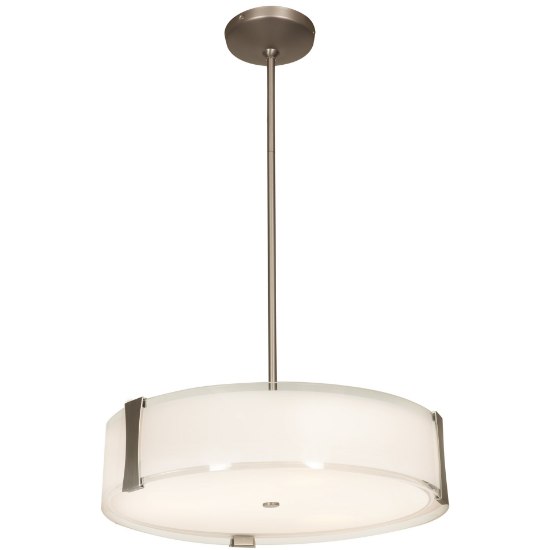 Picture of 10w (3 x 3.33333) 2400lm 30k Tara E-26 Replaceable LED Damp Location Brushed Steel Opal Dimmable LED Semi-Flush or Pendant (OA HT 13-50.75") (CAN 0.9")