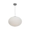 Picture of 10w (3 x 3.33333) 2400lm 30k Callisto Dimmable E-26 Replaceable LED Damp Location Brushed Steel Opal Ribbed OPL Glass Pendant (OA HT 134") (CAN 0.75")