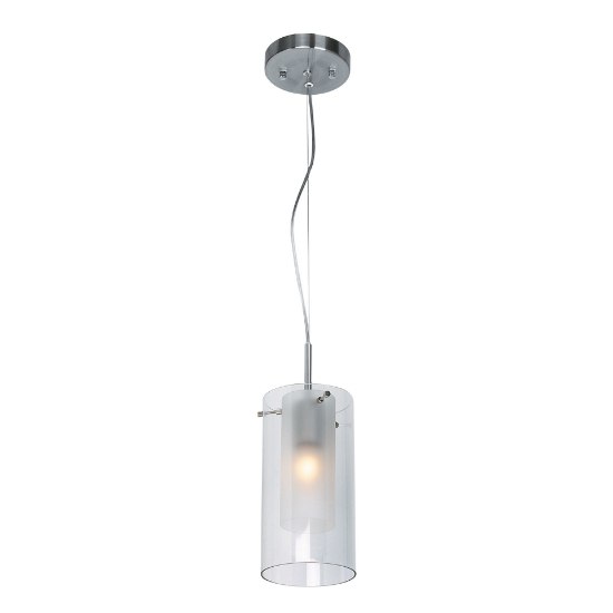 Picture of 11w 800lm 30k Proteus E-26 Replaceable LED Dry Location Brushed Steel Frosted Clear Dimmable LED Cable Suspended Pendant (OA HT 125") (CAN 0.25")