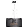 Picture of 60w (5 x 12) 4000lm 27k Epic E-26 Incandescent Damp Location Black Round Pendant 10"Ø19.7" (OA HT 131") (CAN 1.5"Ø5")