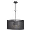 Picture of 60w (5 x 12) 4000lm 27k Epic E-26 Incandescent Damp Location Black Round Pendant 10"Ø19.7" (OA HT 131") (CAN 1.5"Ø5")