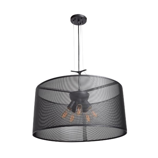 Foto para 60w (5 x 12) 4000lm 27k Epic E-26 Incandescent Damp Location Black Round Pendant 12"Ø23.6" (OA HT 133") (CAN 1.5"Ø5")