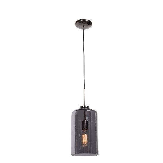 Picture of 60w 800lm 27k Simplicite E-26 Incandescent Damp Location Black Chrome Mirror Smoked Glass Pendant 11"Ø7" (OA HT 132") (CAN 1.5"Ø5")