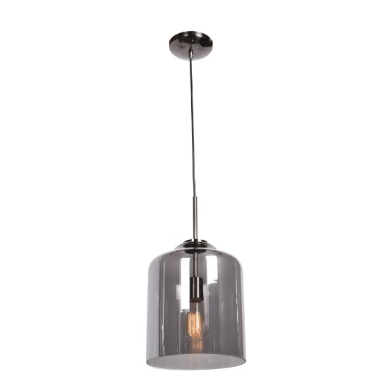 Picture of 60w 800lm 27k Simplicite E-26 Incandescent Damp Location Black Chrome Mirror Smoked Glass Pendant 12.2"Ø9.5" (OA HT 133") (CAN 1.5"Ø5")