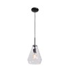 Picture of 60w 800lm 27k Simplicite E-26 Incandescent Damp Location Black Clear Wavy Glass Pendant 10"Ø9" (OA HT 131")