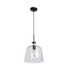 Picture of 60w 800lm 27k Simplicite E-26 Incandescent Damp Location Black Clear Wavy Glass Pendant 11.5"Ø11" (OA HT 132")