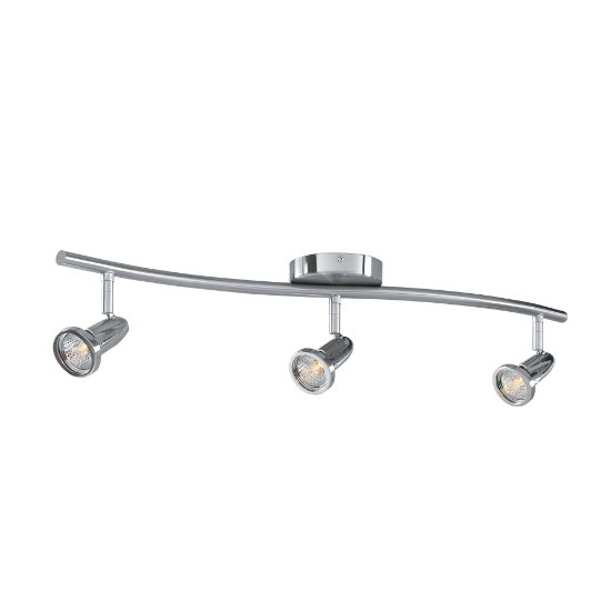 Picture of 5w (3 x 1.66667) 750lm 30k Cobra GU-10 Replaceable LED Dry Location Brushed Steel 3-Light Dimmable LED Wall or Ceiling Spotlight Bar