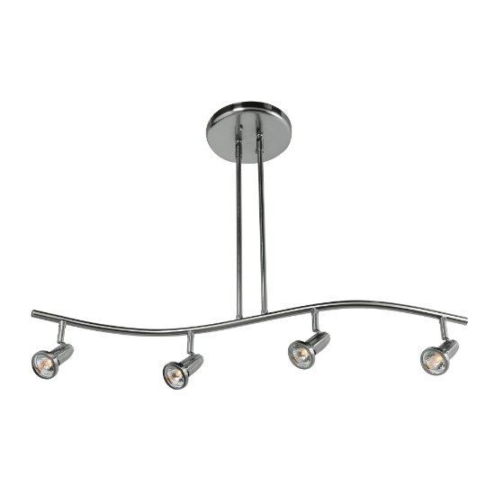 Picture of 5w (4 x 1.25) 1000lm 30k Cobra GU-10 Replaceable LED Dry Location Brushed Steel 4-Light Dimmable LED Spotlight Pendant (OA HT 50") (CAN 1")