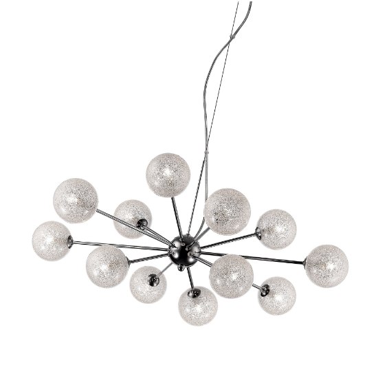 Picture of 40w (12 x 3.33333) 5760lm 29k Opulence G9 Halogen Dry Location Chrome Clear 12-Light Glitter Glass Chandelier (OA HT 80")