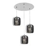 Foto para 9w (3 x 3) 2400lm 30k Dor Dimmable E-26 Replaceable LED Dry Location Mirrored Stainless Steel Smoked Amber 3-Light Pendant (OA HT 129")