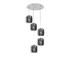 Foto para 9w (5 x 1.8) 4000lm 30k Dor Dimmable E-26 Replaceable LED Dry Location Mirrored Stainless Steel Smoked Amber 5-Light Pendant (OA HT 129")