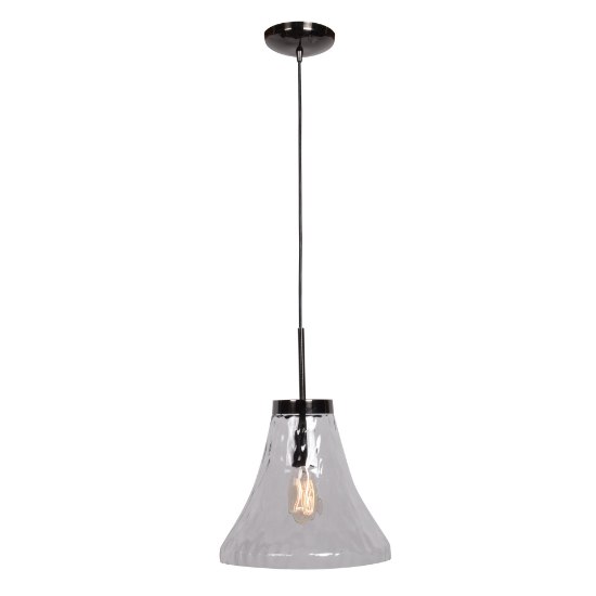 Picture of 60w 800lm 27k Simplicite E-26 Incandescent Dry Location Black Chrome Clear 1-Light Bell Glass Pendant (OA HT 131") (CAN 1.5"Ø5.13")