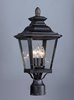 Foto para Knoxville 3-Light Outdoor Post BZ Clear CA Incandescent E12 Incandescent