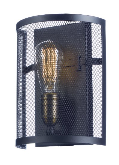 Picture of Palladium 1-Light Wall Sconce w/Bulbs BKNAB Steel Mesh MB ST64 Incandescent Incandescent