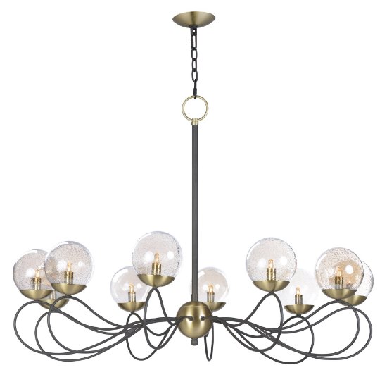 Picture of Reverb 10-Light Pendant TBZSBR Topaz Bubble Glass Bubble Glass G9 Xenon 38"x38"x28" (OA HT 28"-69") (CAN 6.25"x6.25"x1.25")36" Chain