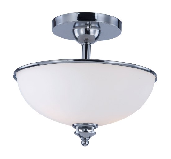 Picture of Novus 2-Light Semi-Flush Mount PC Satin White Opal Glass MB Incandescent Incandescent