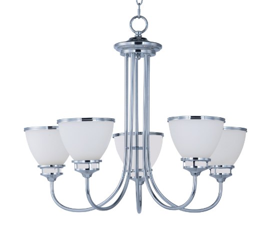 Foto para Novus 5-Light Chandelier PC Satin White Opal Glass MB Incandescent Incandescent (CAN 5"x5"x0.8")36" Chain