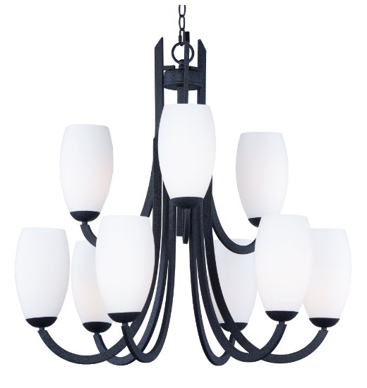 Foto para Taylor 9-Light Chandelier TXB Satin White Opal Glass MB Incandescent Incandescent (CAN 2.54"x2.54"x1")72" Chain