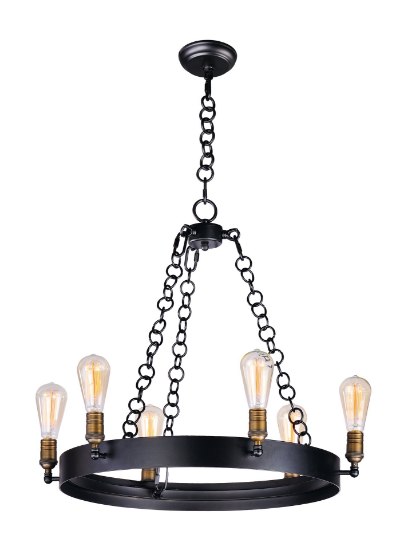 Foto para Noble 6-Light Chandelier w/Bulbs BKNAB MB ST64 Incandescent Incandescent 36" Chain