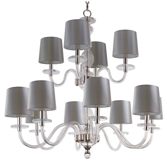 Picture of Venezia 12-Light Chandelier PN Clear Fabric CA Incandescent Incandescent 72" Chain