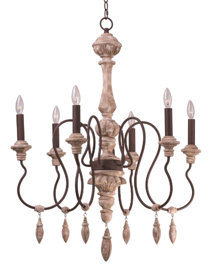 Foto para Olde World 6-Light Chandelier SW CA Incandescent E12 Incandescent 30"x38" 36" Chain