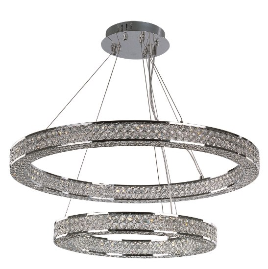 Foto para Eternity LED 2 Tier Pendant PC Beveled Crystal PCB LED (OA HT 59"-118") (CAN 8.25"x8.25"x1.5")