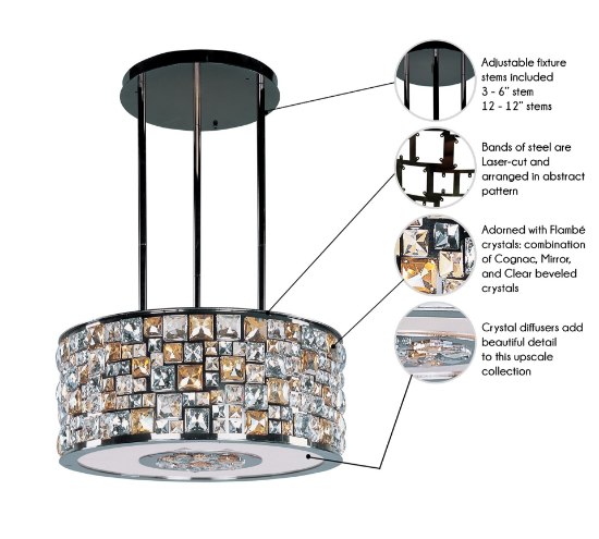 Picture of Fifth Avenue 8-Light Pendant LB Jewel Crystal G9 Xenon Xenon (OA HT 65")