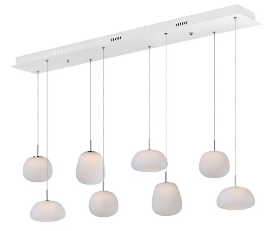 Picture of 38.4W Puffs 8-Light Pendant WT Matte White Opal Glass PCB LED (OA HT 10"-130")