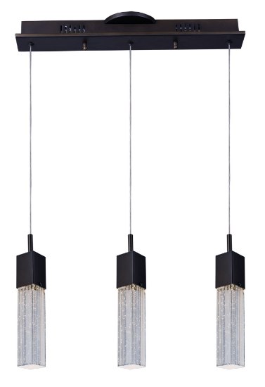 Foto para 7.5W Fizz III 3-Light LED Pendant BZ Etched/Bubble Bubble Glass PCB LED (OA HT 14"-120")