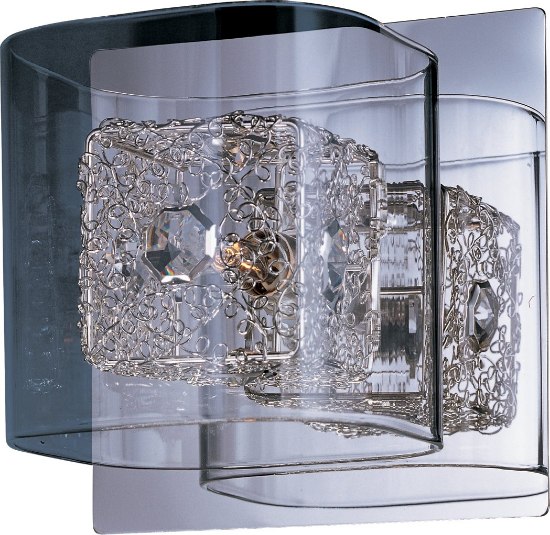 Foto para 40W Gem 1-Light Bath Vanity with PC Shade PC Clear Glass + Steel + Crys G9 Xenon Xenon