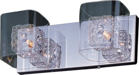 Foto para 40W Gem 2-Light Bath Vanity with PC Shade PC Clear Glass + Steel + Crys G9 Xenon Xenon