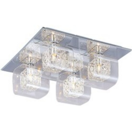 Picture of 40W Gem 4-Light Flush Mount with PC Shade PC Clear Glass + Steel + Crys G9 Xenon Xenon