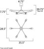 Picture of 8W Bounce LED 6-Light Pendant BKPC Acrylic PCB LED 35.5"x28.5"x7.75" (OA HT 9.75"-39.75") (CAN 4.75"x4.75"x1")