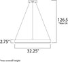 Picture of 86.4W Metallika LED Pendant AL Acrylic PCB LED (OA HT 6.5"-126.5") (CAN 8.75"x8.75"x1.75")