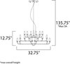 Picture of 1.2W Candela LED Pendant BZ Frost White Frosted Acrylic + Gl PCB LED 32.75"x32.75"x12.75" (OA HT 15.75"-135.75")