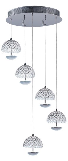 Picture of 4W Parasol 5-Light LED Pendant PC Crystal 16.5"x16.5"x6.5" (OA HT 8"-128") (CAN 12.6"x12.6"x1.77")