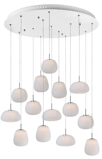 Picture of 67.2W Puffs 14-Light Pendant WT Matte White Opal Glass PCB LED (OA HT 10"-130")