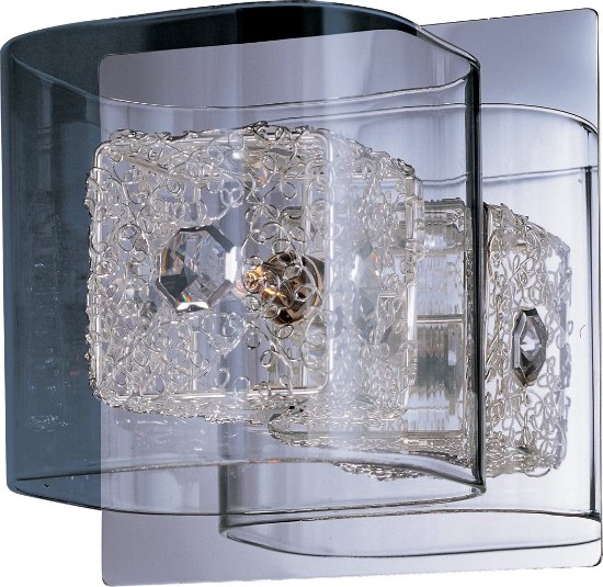 Picture of 40W Gem 1-Light Bath Vanity with SV Shade PC Clear Glass + Steel + Crys G9 Xenon Xenon