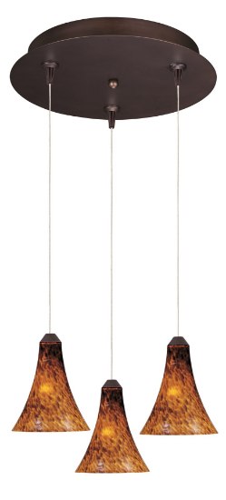 Picture of 50W Leopard 3-Light RapidJack Pendant and Canopy BZ Amber Leopard Glass 12V GY6.35 T4 Xenon 11.75"x11.75"x8.75" (OA HT 12.5"-132.5") (CAN 11.75"x11.75"x2.5")