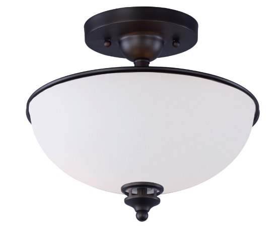 Foto para Novus 2-Light Semi-Flush Mount OI Satin White Opal Glass MB Incandescent Incandescent